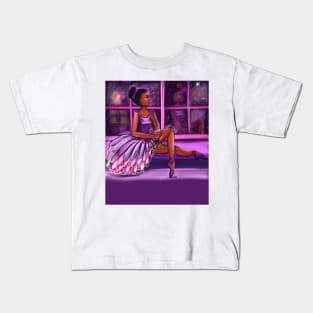 African American ballerina looking out - brown skin ballerina. Top 10 Best ballerina gifts. Top 10 gifts for black women Kids T-Shirt